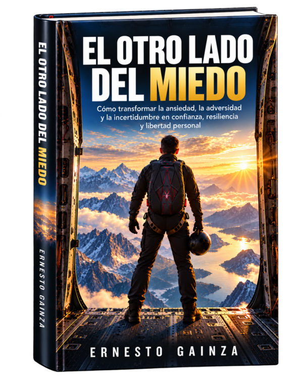 El otro lado del miedo — Ernesto Gainza. Mockup de libro; edición digital.
